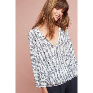 Anthropologie Collared V-Neck Top XS/S